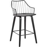 Winston 26" Counter Stool in Black Wood & Black Metal